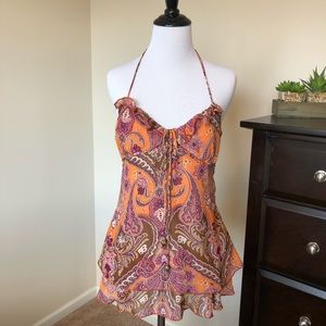 Orange Flowy Halter Size M